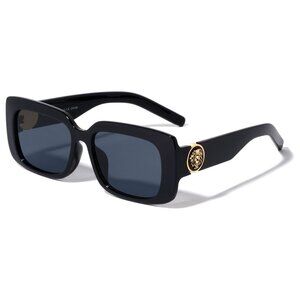 Kleo Protege - Wide Square Side Coin Lion Head Medallion Hip Hop Sunglasses